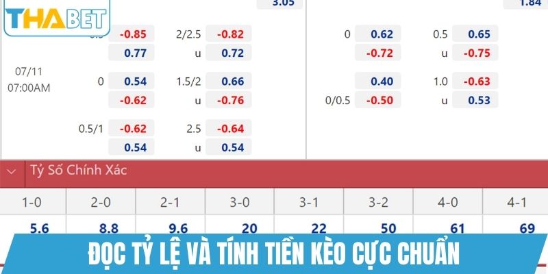 Đọc tỷ lệ và tính tiền kèo cực chuẩn